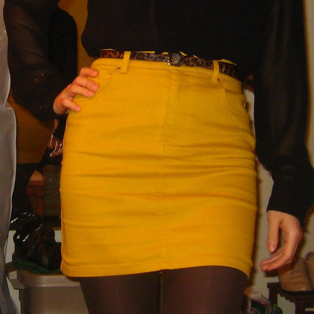 H&M High-Rise Yellow Jean Mini Skirt